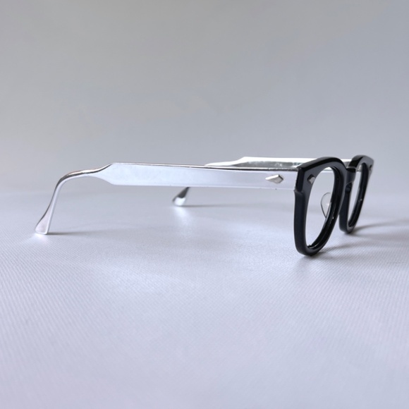 Vintage Eyeglasses Horn Rim Mid Century Frames Aluminum Chrome Temples ESO 1950s - Picture 8 of 17